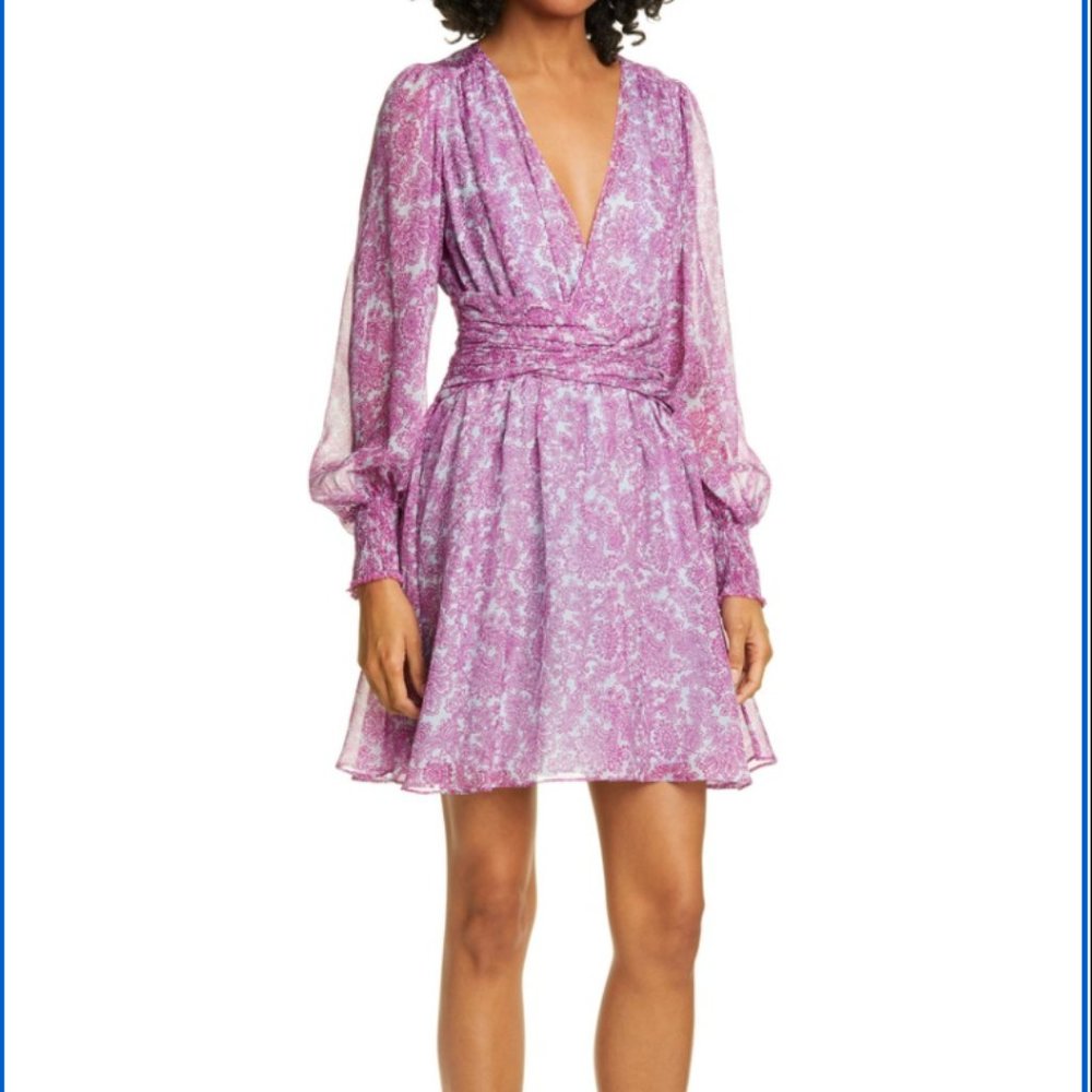 Amur Indie Paisley-Floral Silk Mini Dress